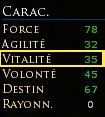 Les attributs en jeu Vitalite