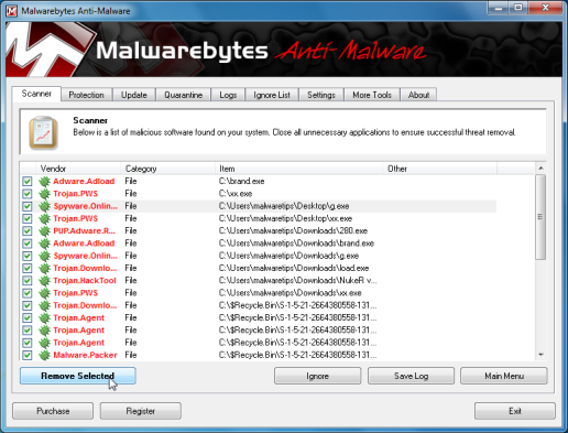 كيفية التخلص من فيرس Live Security Platinum  Detection-malwarebytes