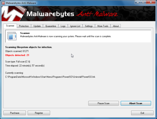 كيفية التخلص من فيرس Live Security Platinum  Scan-malwarebytes