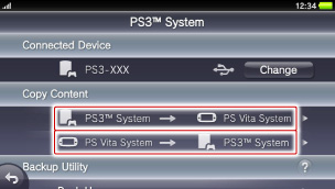 Copie música, imágenes y vídeos del sistema PS Vita en el sistema PS3™ o desde este. Cma_app_ps3_01