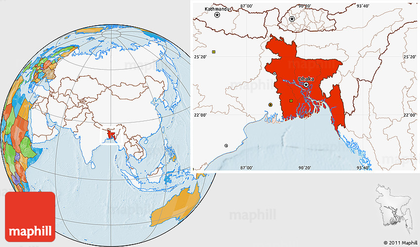 Bangladeš Political-location-map-of-bangladesh-highlighted-continent