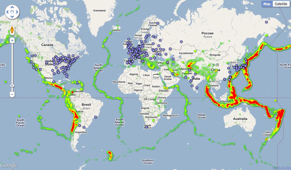 Ressources & cartes illustrants les risques Global-earthquake-activity-vs-nuclear-power-plant-locations