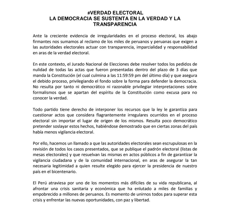 Noticias de política del Perú - Página 2 Carta_VerdadElectoral_20jun2021_CiudadanosalJNE_2daVueltaElectoral_TwitterCongresistaAdrianaTudela