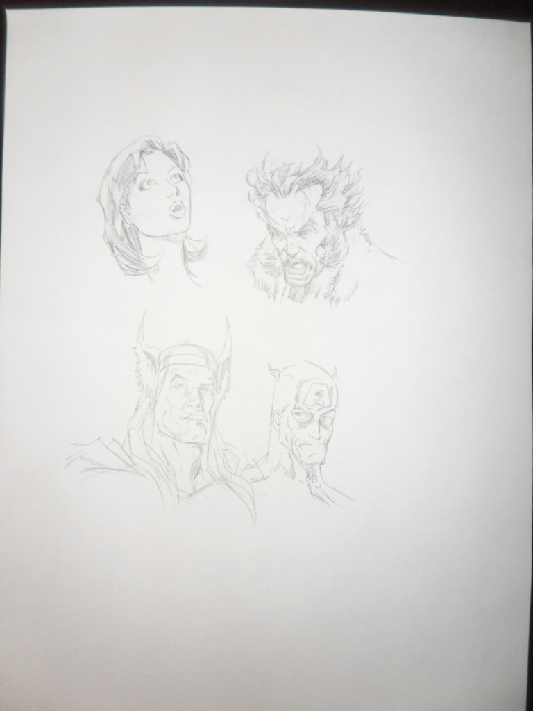 GREEN GALLERY Wolverine_Thor_Captain_America_original_pencil_sketches