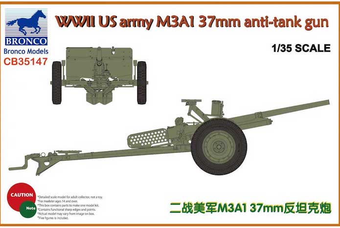 WWII US Army M3A1 37mm anti-tank gun 1/35 Bronco 1