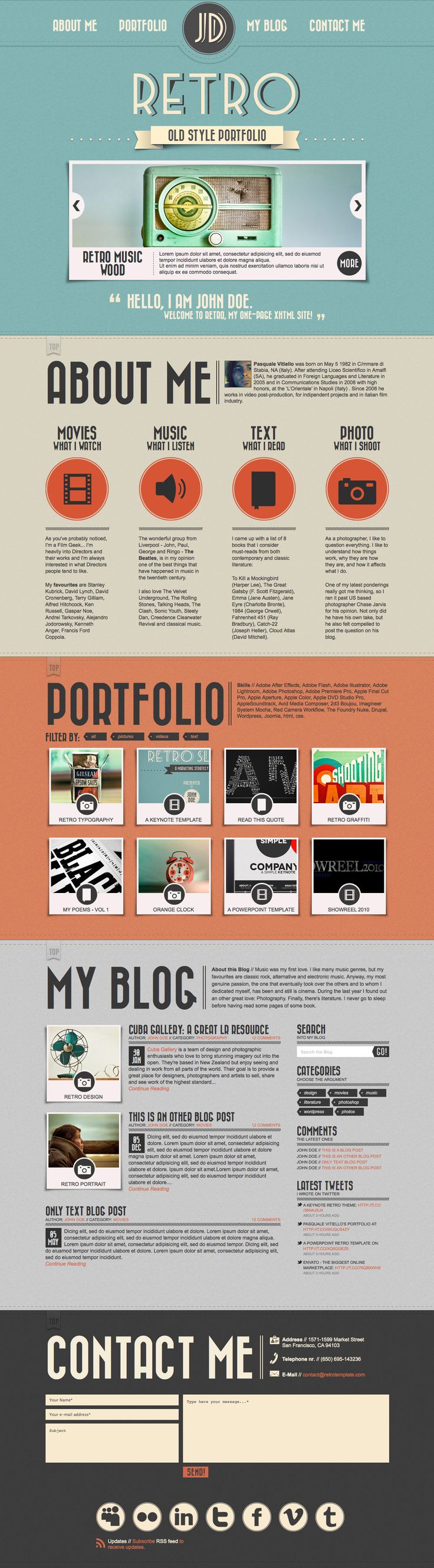 Retro Portfolio - Attractive and Eye catching One Page Vintage Wordpress Theme. Ca41f44c837ae85eacf7397a6bce19d7