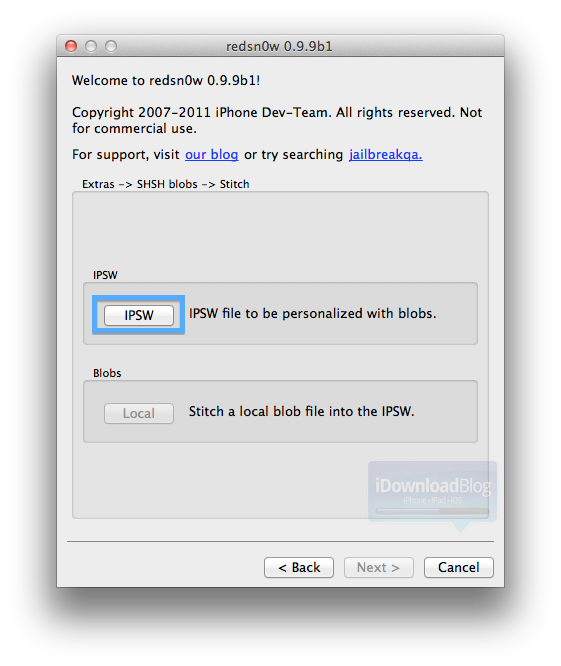 How to Stitch Your SHSH Blobs Using RedSn0w to Create Firmware That Can Always Be Dow 04-RedSn0w-Stitch