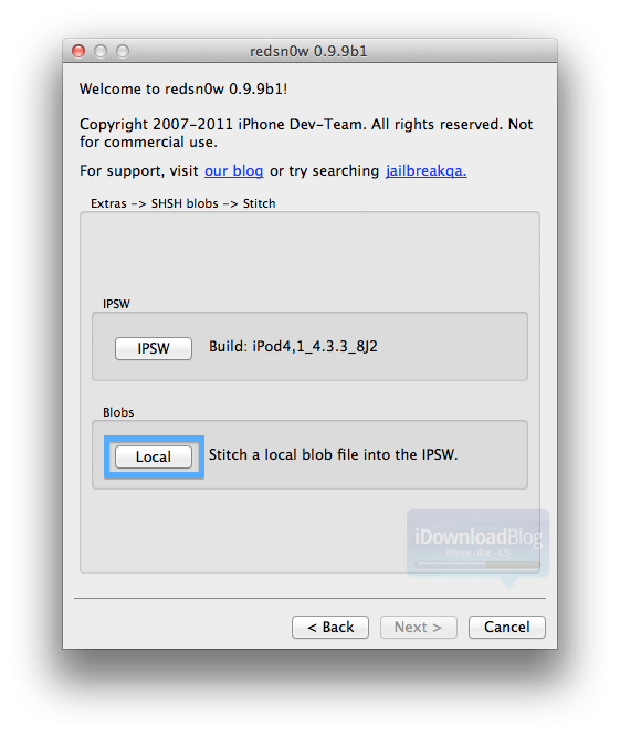 How to Stitch Your SHSH Blobs Using RedSn0w to Create Firmware That Can Always Be Dow 11-RedSn0w-Local