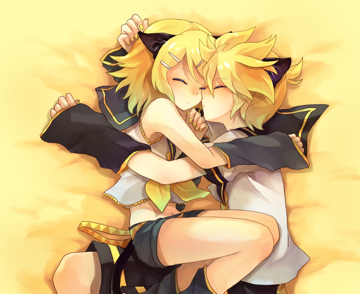 Rin and Len, the perfect pair!!!!!!!! Konachan_com20-206979420animal_ears20catgirl20kagamine_len20kagamine_rin20sleeping20