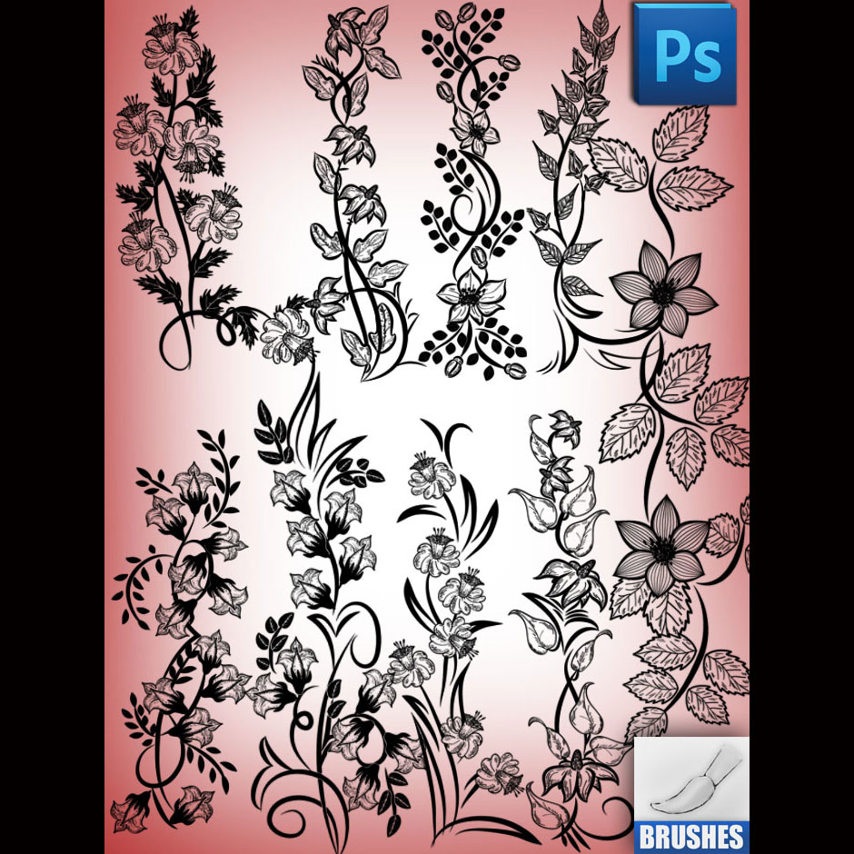  اجمل 50 مجموعة فرش brushes للمصممين من شبكة ديفي نت Flowers-brushes