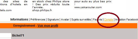 Généralités du site Compte