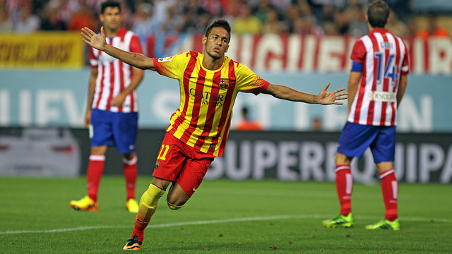 Primer gol oficial de Neymar Jr con el FC Barcelona 2013-08-21_ATLETICO-BARCELONA_22.v1377162692