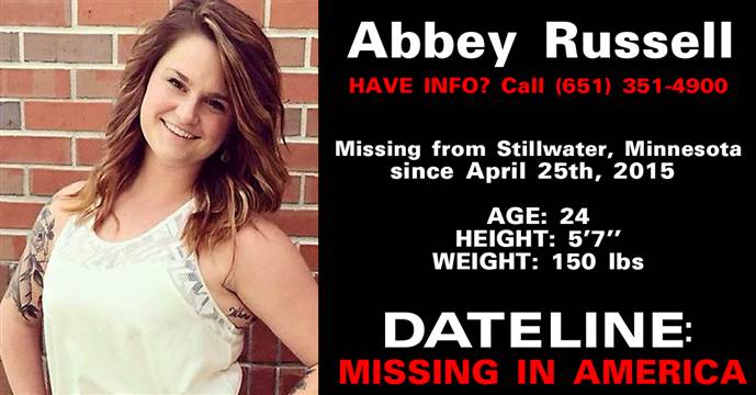 Abbey Russell, 24, Missing Since April 25, 2015 - Stillwater, MN Abby_template_dfac53cfb9eceeddf722cc41e1176c4e.nbcnews-ux-720-360