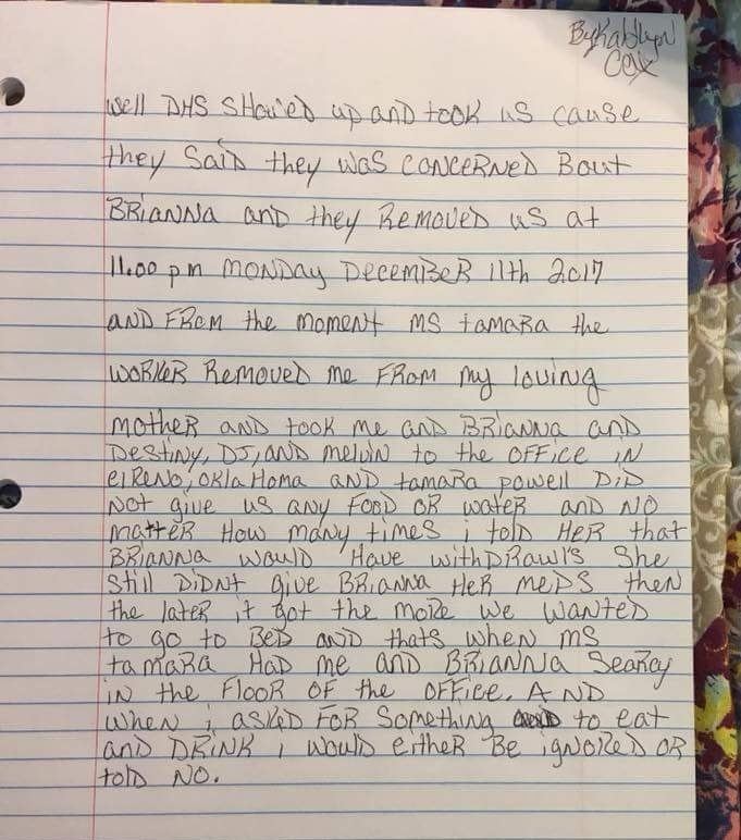 Oklahoma Mom Gives Legal Cannabis Oil to Epileptic Daughter to Stop Seizures – Now all 5 Children Medically Kidnapped Searcy-child-letter-denied-food-by-social-worker-e1513967980497