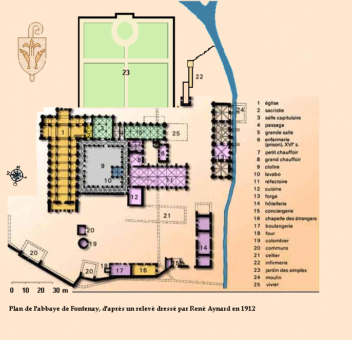 [Vampire Dark Ages] Hérésies  - Page 3 Fontenay%20-%20Abbaye%20de%201118%20-%20Plan%20en%201912%20par%20Rene%20Aynard