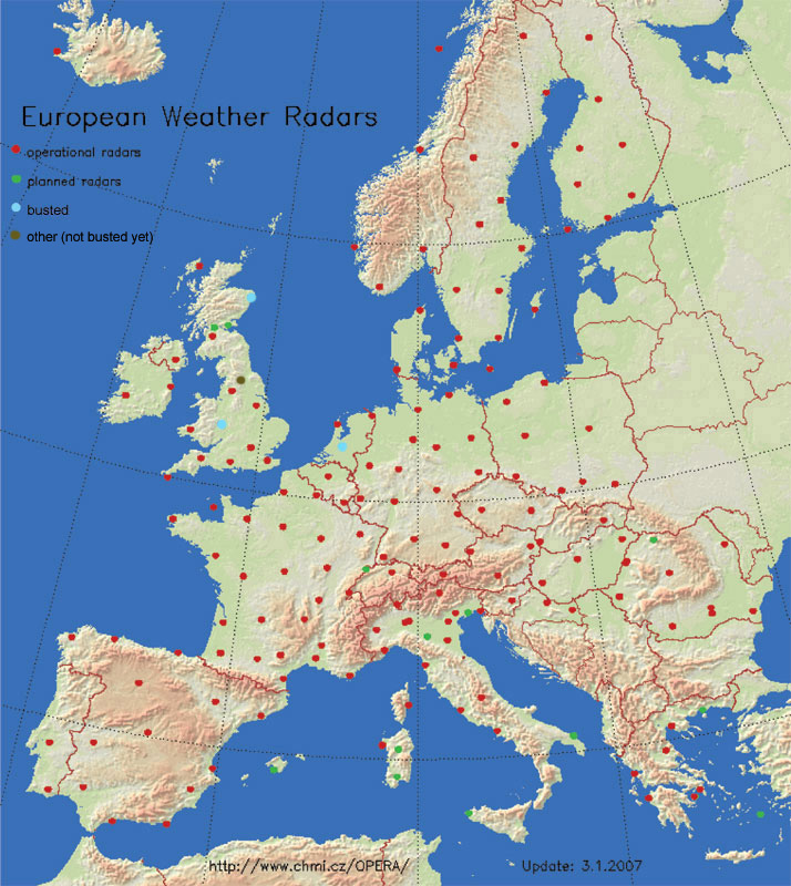 European Weather Balls / Bolas climatológicas en Europa Euradars_map