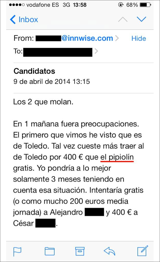 Oferta de empleo Email-error-candidatos-innwise