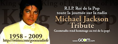 Goom radio propose toute la semaine une spciale "Michael Jackson Tribute" afin de rendre une nouvelle fois hommage au Roi de la Pop. Goom