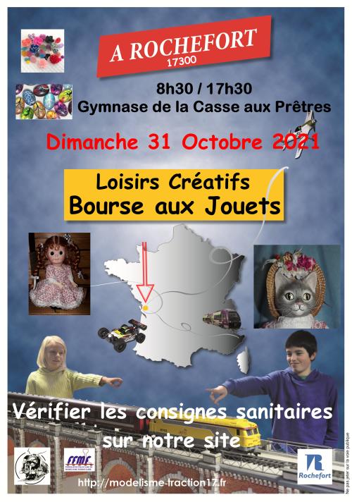 [17] Rochefort, 31 octobre, Bourse Jouets-Loisirs Creatifs-Modelisme organisé par modelisme-traction-17 Affiche_Bourse_2021