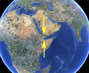  YEMEN 45 sismos en 24 Horas . Yemen-earthquake-swarm-location-globe-view