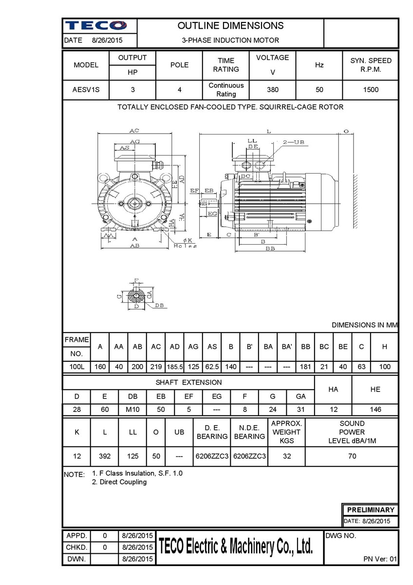 Động cơ motor điện teco AESV 4p 3hp AESV1S-4P-3HP_OUTL-page-001