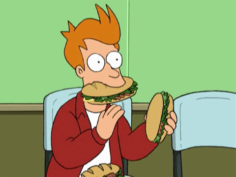 Maximax final Fry-Clapping-With-Sandwiches-In-His-Hand-Mouth-On-Futurama