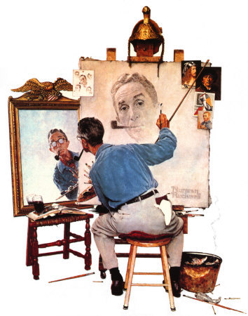 Pongan un cuadro en su vida - Página 9 Norman-Rockwell-Triple-Self-Portrait