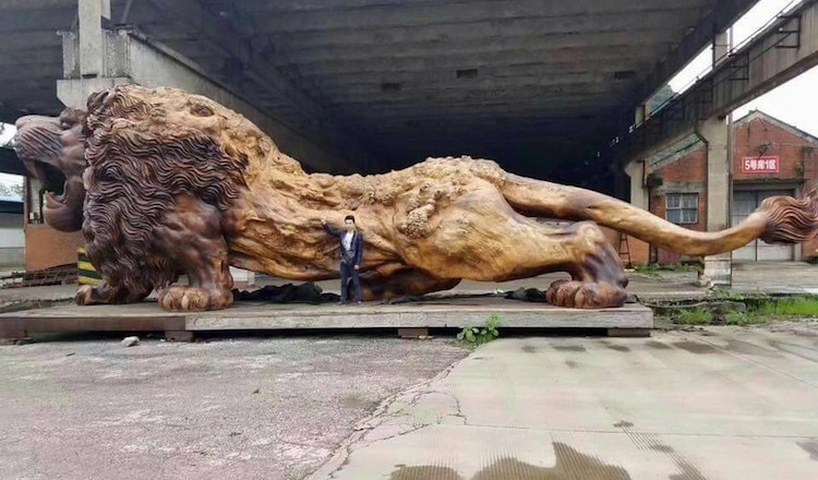 Things You Only See In Asia - Page 4 Giant-lion-redwood-sculpture-2