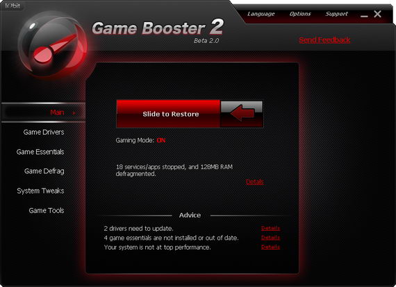  How to get PC games running at it's best performance? IObit-Game-Booster-v2-Game-Mode-Activated
