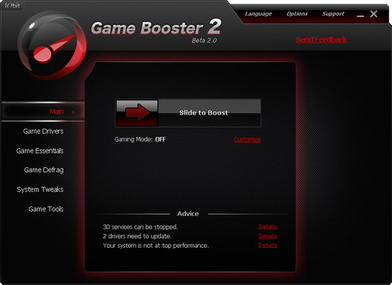  How to get PC games running at it's best performance? IObit-Game-Booster-v2-Main-Window