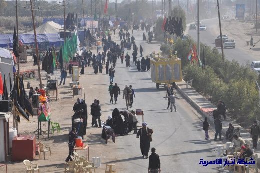 الآلاف من زوار الحسين ع يصلون إلى مدينة الناصرية سيرا على الأقدام ، في طريقهم إلى كربلاء المقدسة  Nasiriyah011