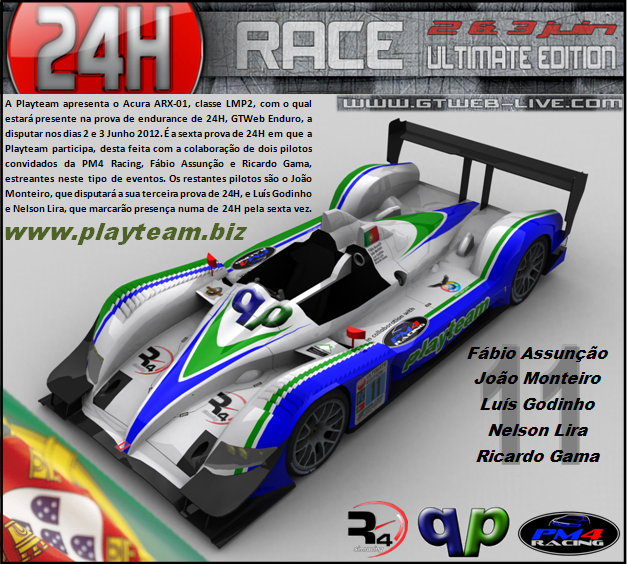 PLAYTEAM APRESENTA CARRO PARA AS 24H GTWEB ENDURO 2012 24h_ultimate_aps