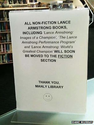 Drugs cheat Lance Armstrong and the Australian library! _65413117_1d5651f5-9b48-4145-868c-d5df30c350ed