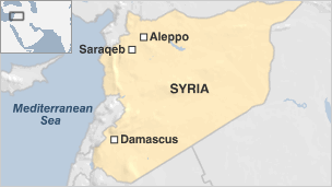 Attention: Possible attaque sous fausse bannière (OTAN-FSA) en Syrie - Page 2 _67633833_syria_saraqeb_0513