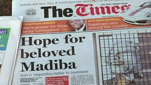 Sadly, Mandela's health is 'improving'  _68152310_de41