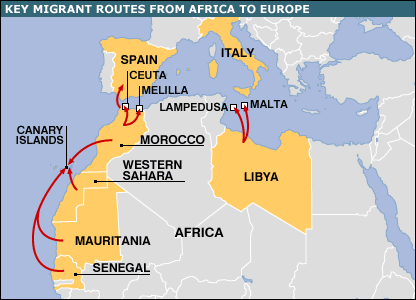 Africa invests to stop migrants _42029904_africa_migrants2_map416