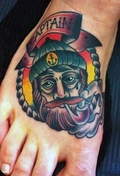 Tattoo compris Captain-cool-with-pipe-tattoo-on-foot-for-guys