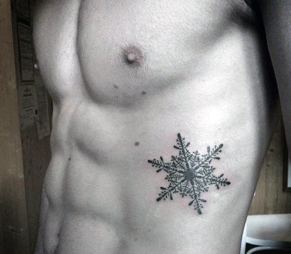 Филип Д'Неж Mens-rib-cage-side-snowflake-tattoos