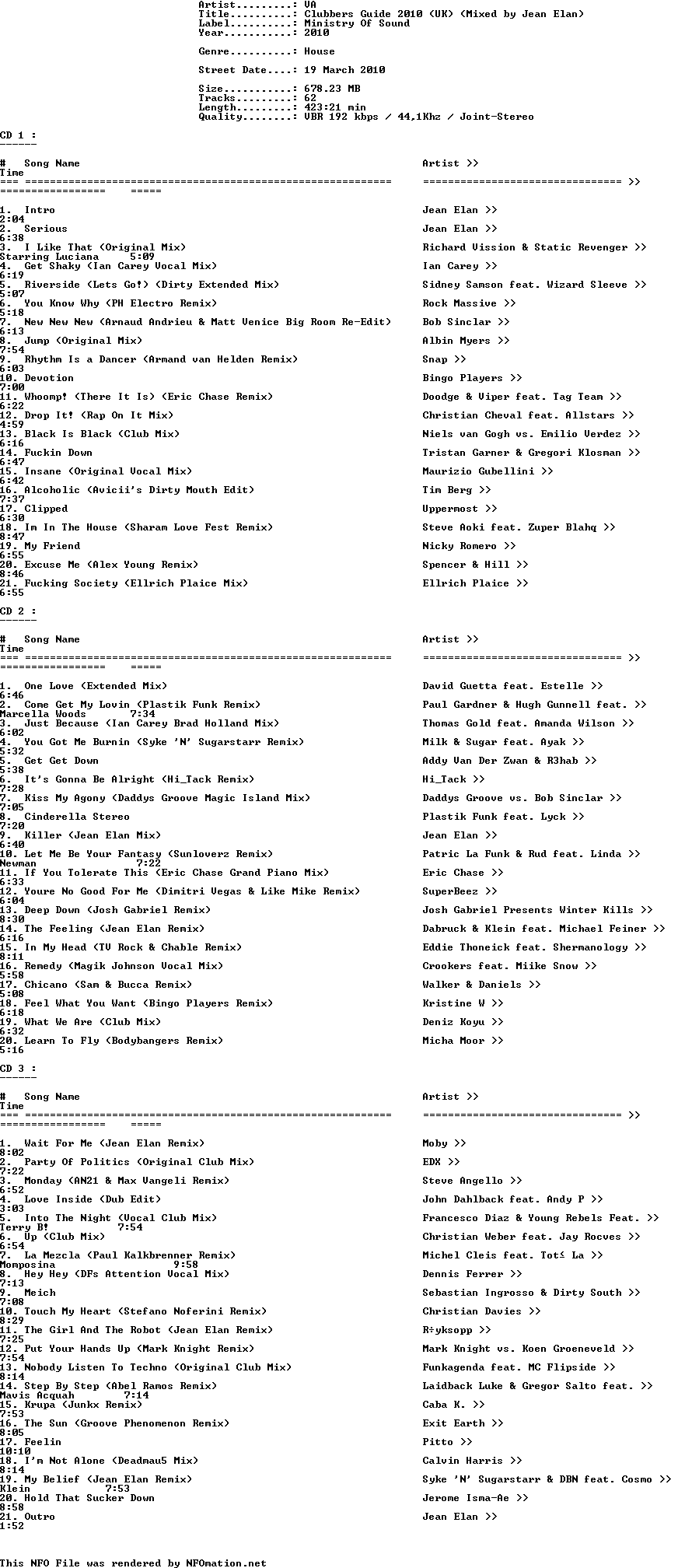 Ministry Of Sound : Clubbers Guide 2010 (UK) 1271156069.Ministry_Of_Sound_-_Clubbers_Guide_2010__Mixed_by_Jean_Elan_.nfo