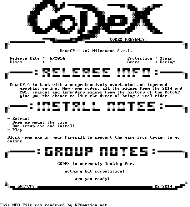 حصريا : لعبة MotoGP 14-CODEX بحجم 12.2 جيجا : تحميل مباشر 1403275936.codex.nfo