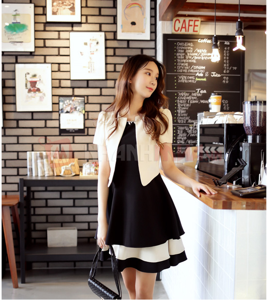 Đầm kèm áo khoác Hàn Quốc thời trang Dam-kem-ao-khoac-1