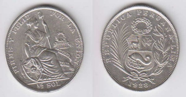 Pequeño sol para Zorro_rojo Peru-%C2%BD%20Sol-1928-Plata-