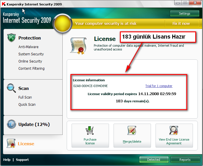 Kaspersky 8 (2009) 6 Aylk Deneme Srm /YASAL 2ij45ls