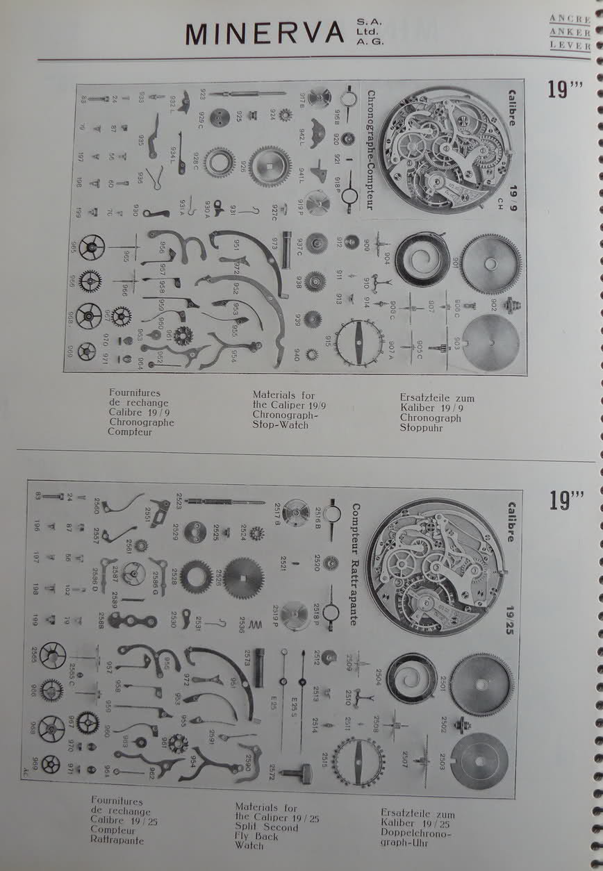 Calibres Minerva Extrait de la Classification Horlogère 1936/38 256fs6f