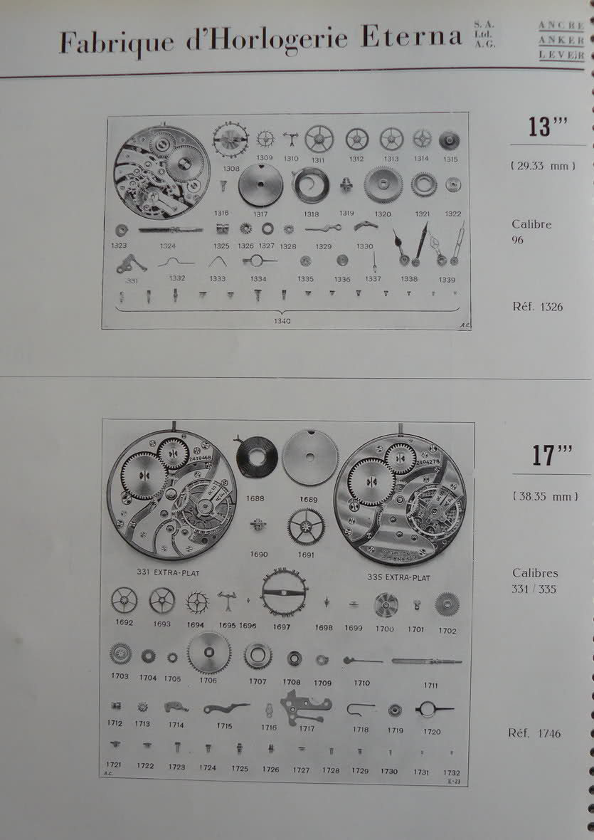 Eterna - Calibres Eterna Extrait de la Classification Horlogère 1936/38 2yxoqc0