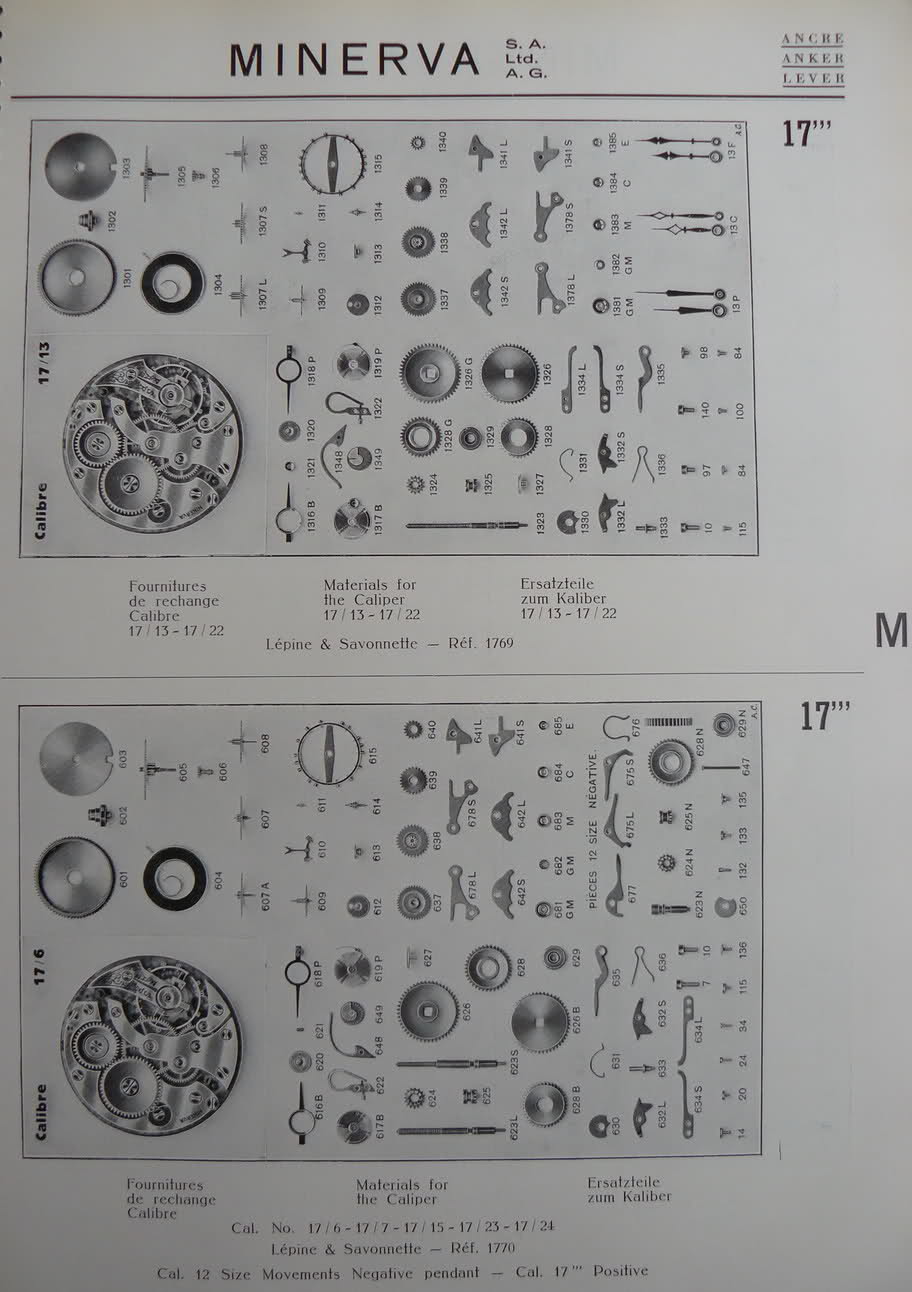 Calibres Minerva Extrait de la Classification Horlogère 1936/38 Es807k