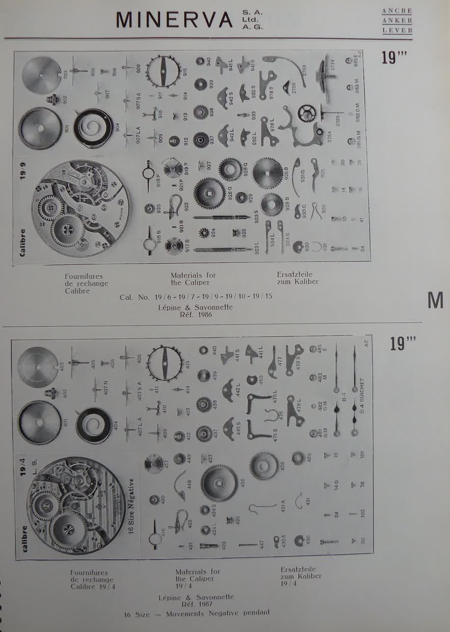 Calibres Minerva Extrait de la Classification Horlogère 1936/38 2vuhp9x