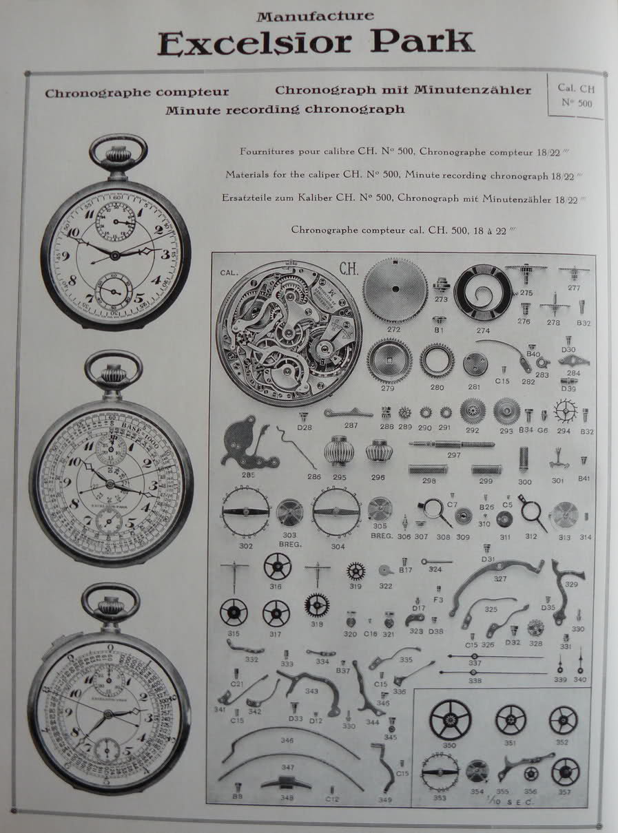 Calibres Excelsior Park Extrait de la Classification Horlogère 1938 2vwu346