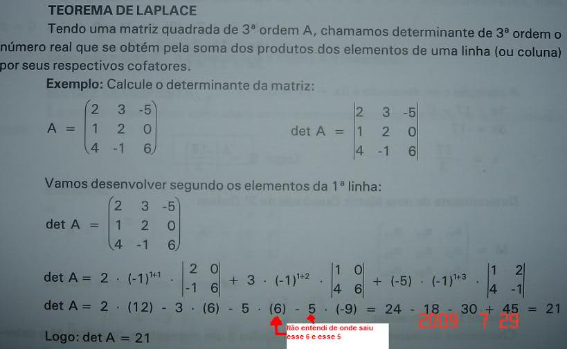 Determinante - (matriz de 3.ª ordem) Inskrs