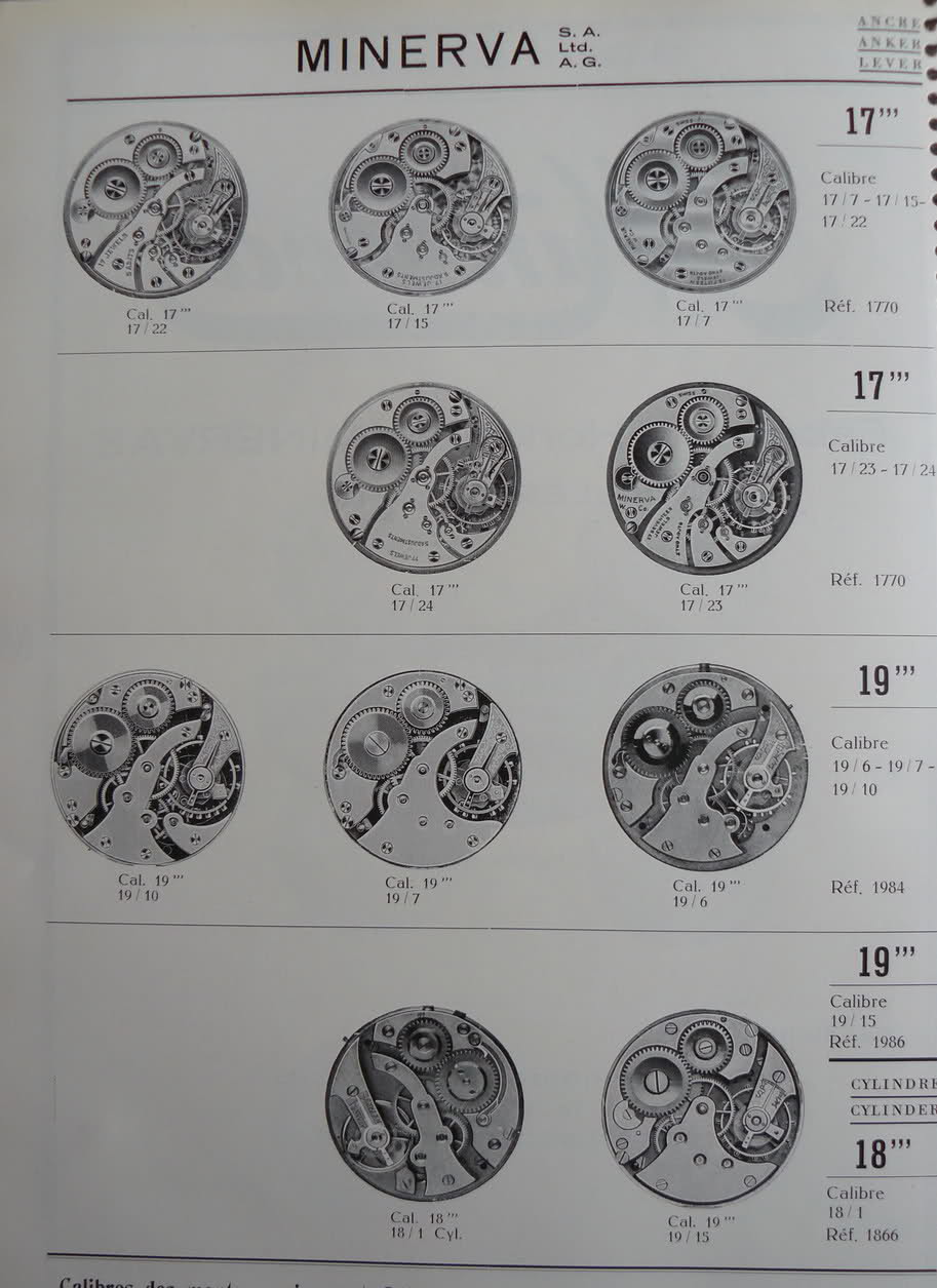 Calibres Minerva Extrait de la Classification Horlogère 1936/38 Qxjudh